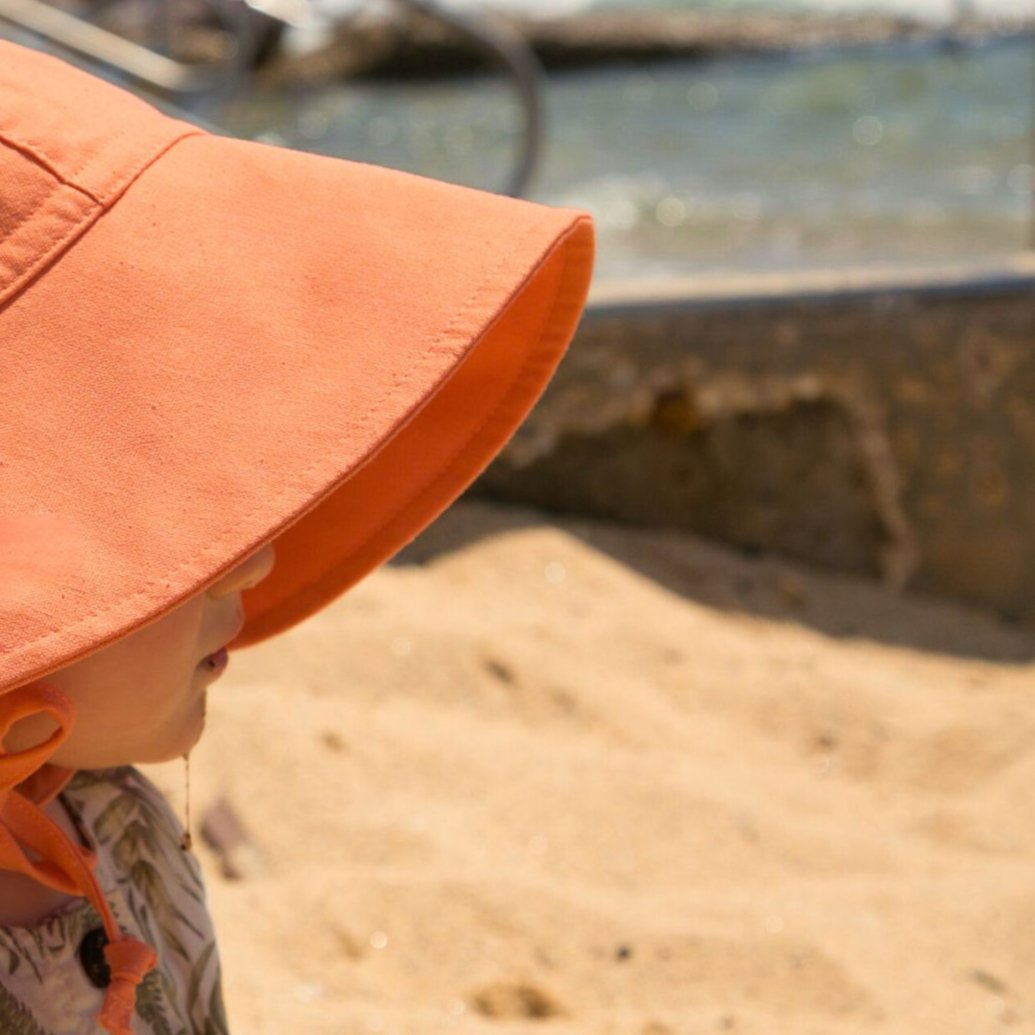 Wide Brim Baby Sun Hat - Peaches & Cream (Breathable Cotton)