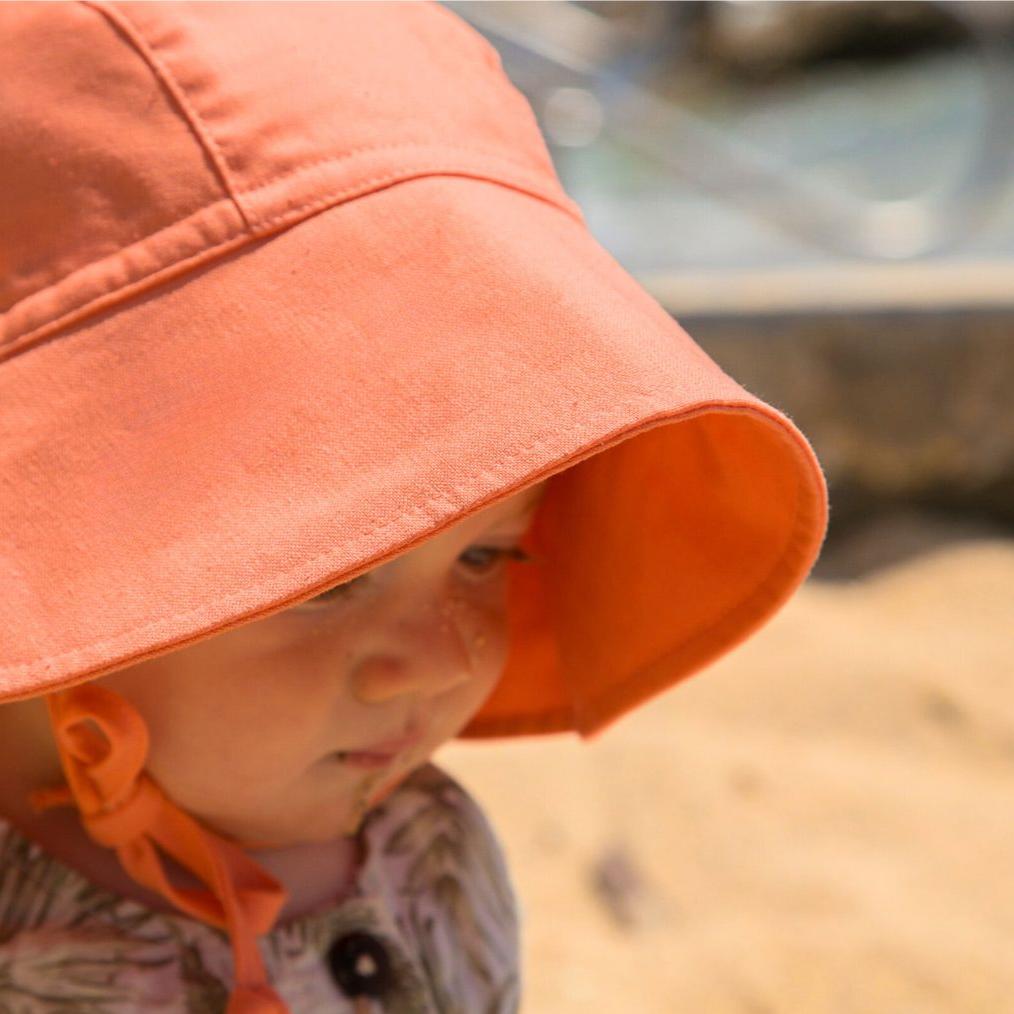 Wide Brim Baby Sun Hat - Peaches & Cream (Breathable Cotton)